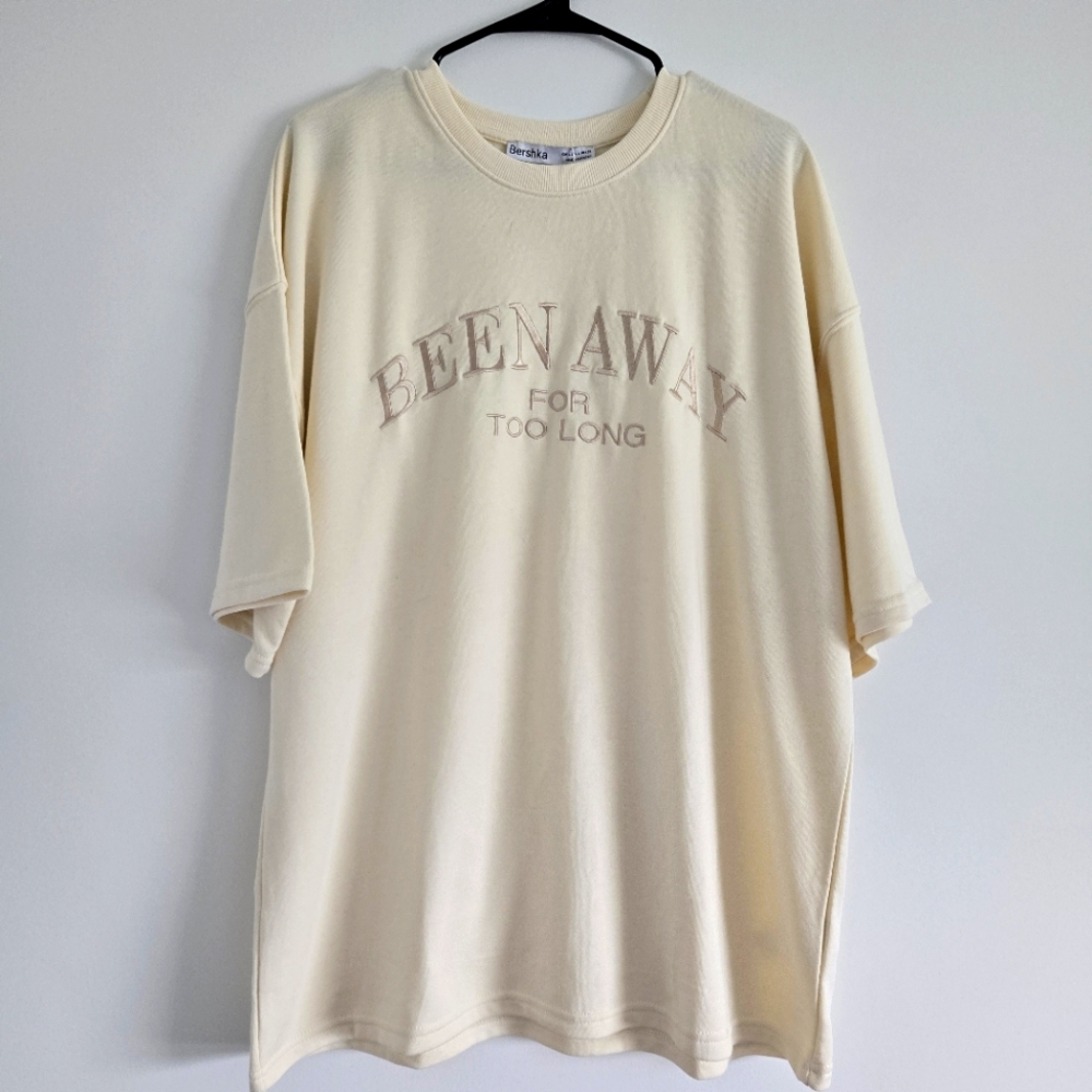NWT Bershka Woman T- Shirt "Been Away For Too Long" Size L